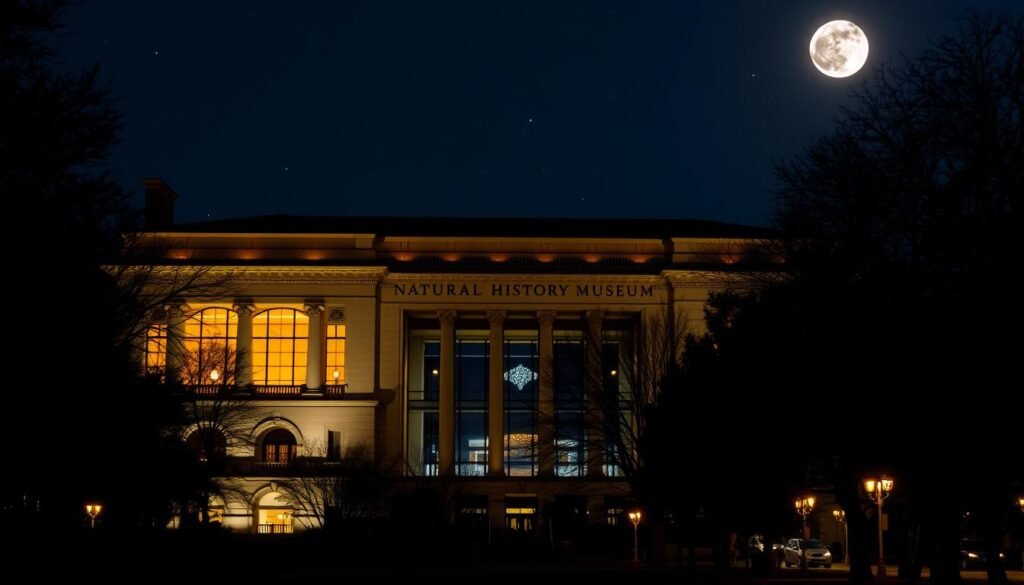 Natural history museum at night